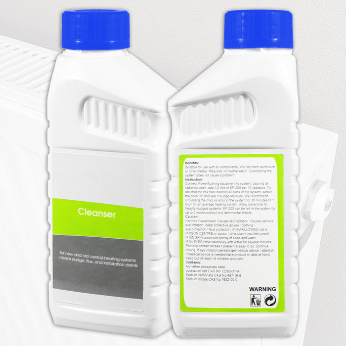Central Heating Cleanser Concentrate Liquid (500ml Bottle) + Radiator Dosing Funnel Tool + Draining Tub