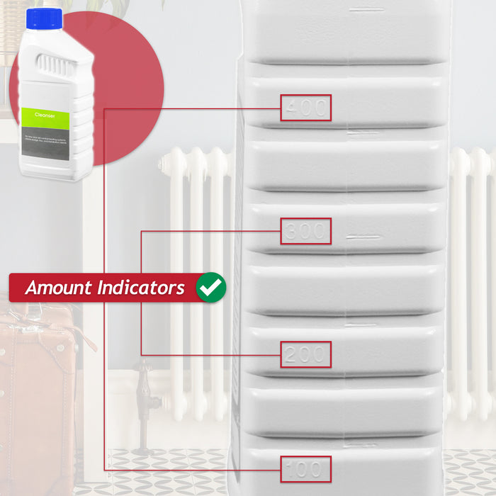 Central Heating Cleanser Concentrate Liquid (500ml Bottle) + Radiator Dosing Funnel Tool + Draining Tub