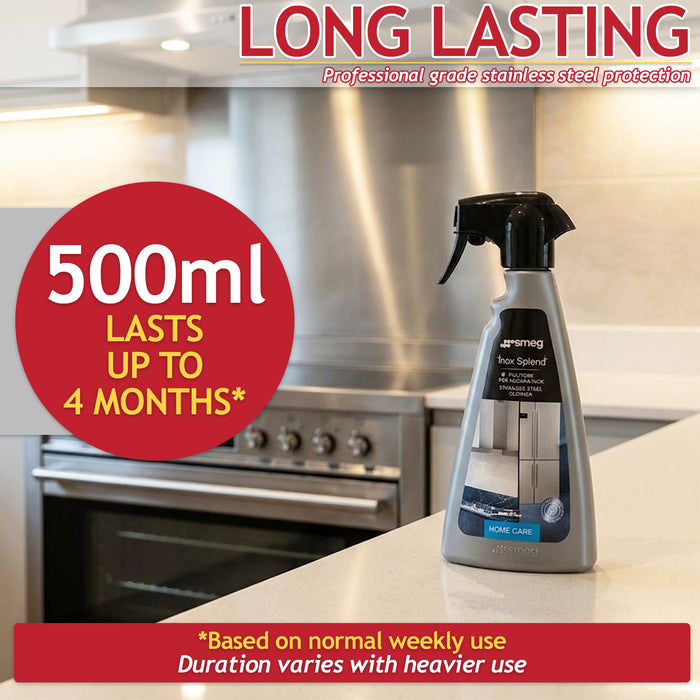 Smeg Inox Splend Stainless Steel Cleaning Detergent Spray Bottle (500ml, 901456)