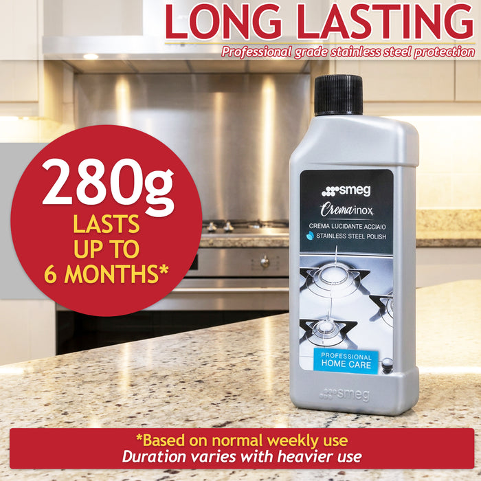 Smeg Crema Inox Stainless Steel Cleaning Degreasing Polishing Cream (280g, 905073)