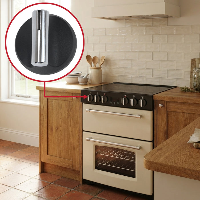 Control Knob For Belling Cooker Fits Stoves Oven Hob 083576300 (Black/Chrome)