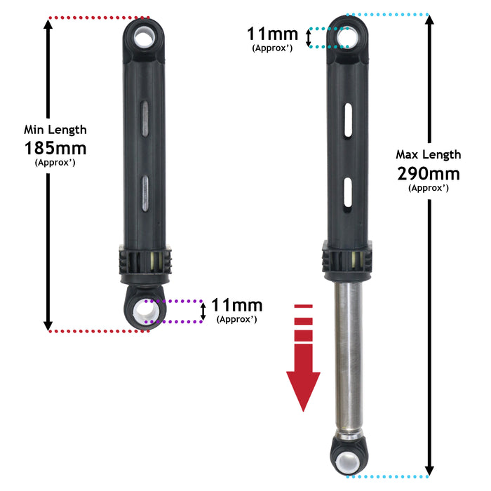 Shock Absorber Suspension Leg for Grundig GWN37430 Washing Machines Anti‑Vibration Damper Rod