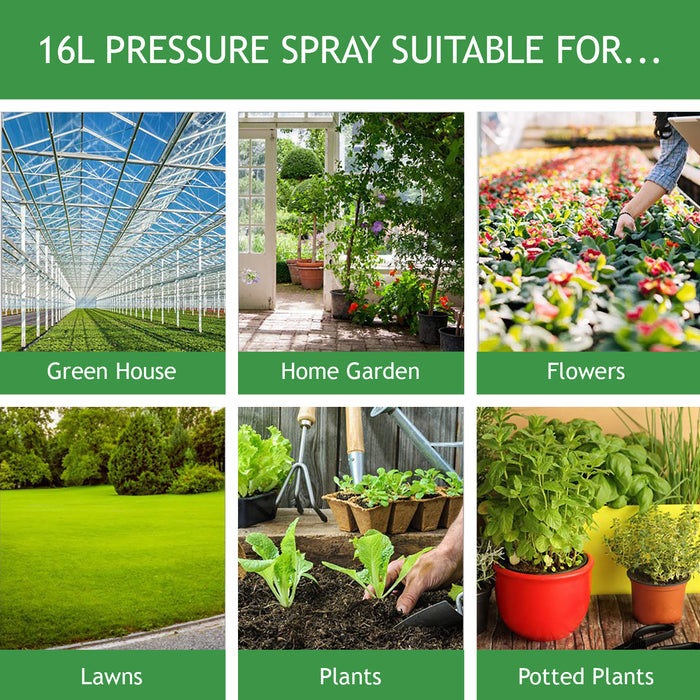 Knapsack Garden Weed Sprayer Backpack Pressure Spray Lance Napsack Pump 16L