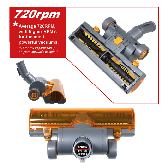 Turbine Head compatible with DYSON DC18 DC21 Vacuum Carpet Floor Tool Wheeled Turbo Brush 32mm