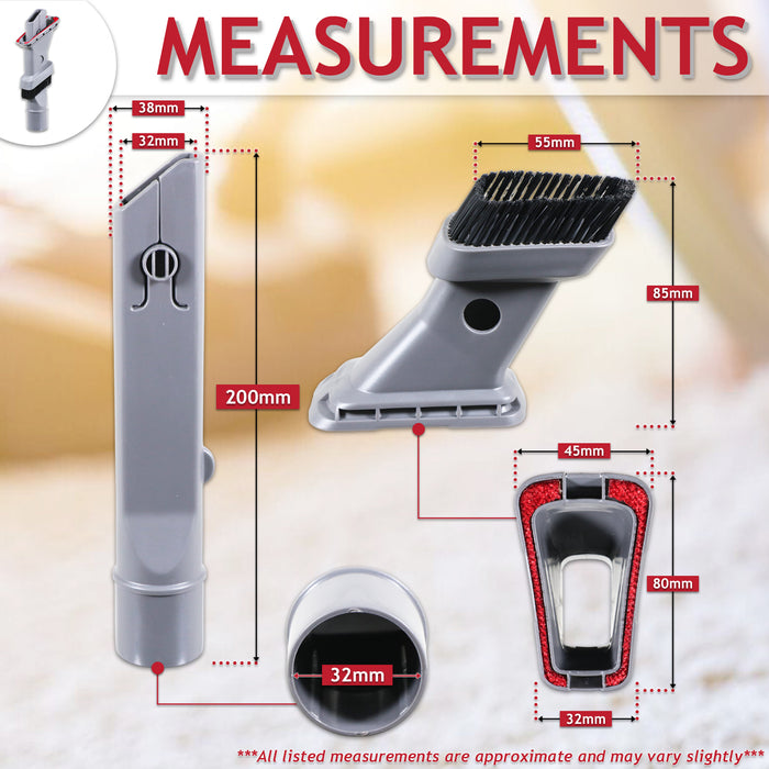 3 in 1 Brush Crevice Upholstery Dusting Mini Tool Attachment for Vacmaster Vacuum Cleaner (32mm)