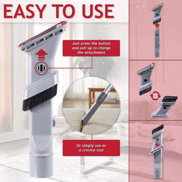 Universal 3 in 1 Vacuum Cleaner Brush Crevice Upholstery Dusting Mini Tool Attachment (32mm)