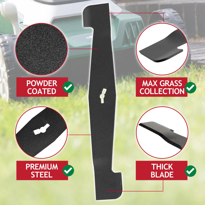 Metal Blade for Hyper Tough SLM32F-ZE Lawnmower 32cm Powder Coated Steel Grass Cutter (Pack of 2)