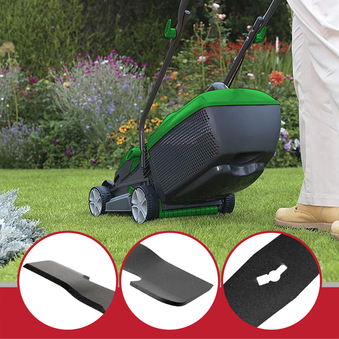 Metal Blade for Hyper Tough SLM32F-ZE Lawnmower 32cm Powder Coated Steel Grass Cutter (Pack of 2)