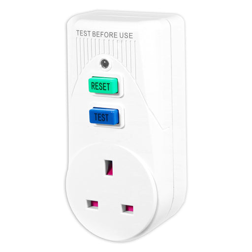 RCD Safety Plug Single Socket Circuit Breaker Electrical Power Trip Switch Adaptor (13A, 230-240V 50Hz, UK 3-Pin)