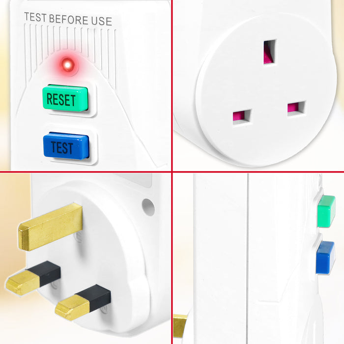 RCD Safety Plug Lawnmower Strimmer Hedgecutter Garden DIY Power Tool Trip Switch Adaptors (Pack of 2, 13A, 230-240V 50Hz, UK 3-Pin)