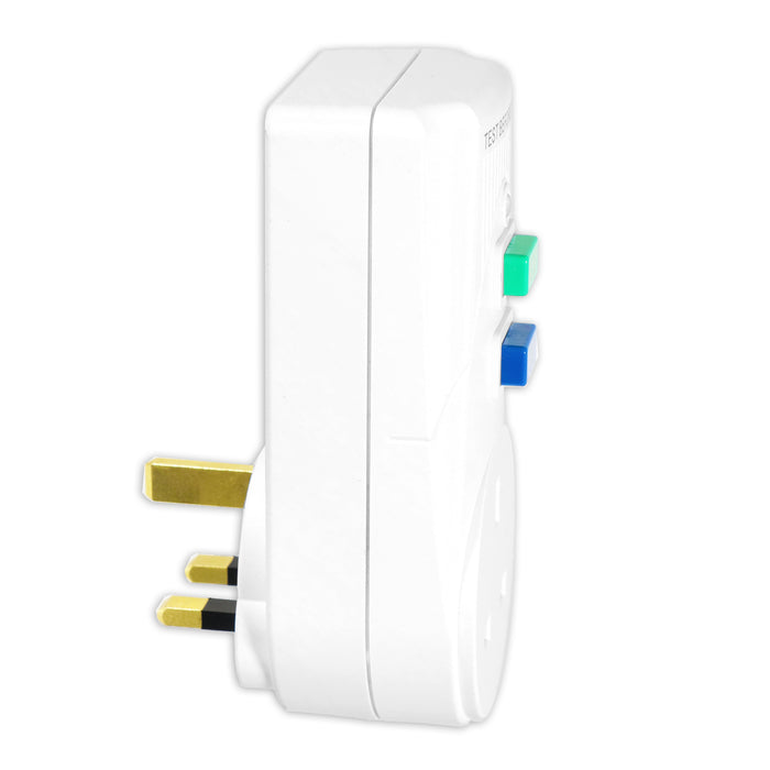 RCD Safety Plug Single Socket Circuit Breaker Electrical Power Trip Switch Adaptors (Pack of 2, 13A, 230-240V 50Hz, UK 3-Pin)
