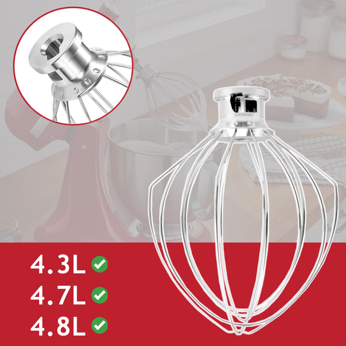 K45WW Type 6 Wire Whisk for KitchenAid 4.3L 4.7L 4.8L Tilt-Head Stand Mixer Whip K45 KSM75 KSM90 KSM95