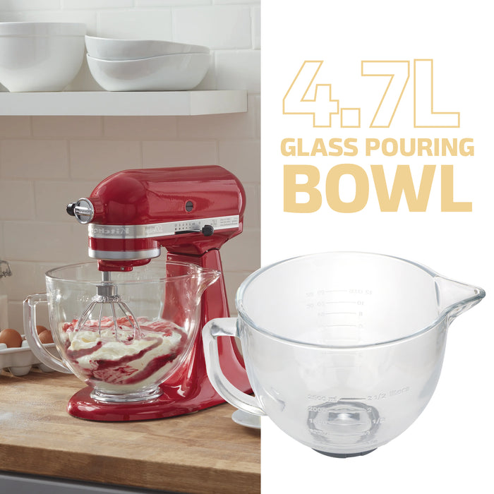 4.7L Glass Mixing bowl Jug for KitchenAid Stand Mixers K40 5KSM5GB Spout 5qt