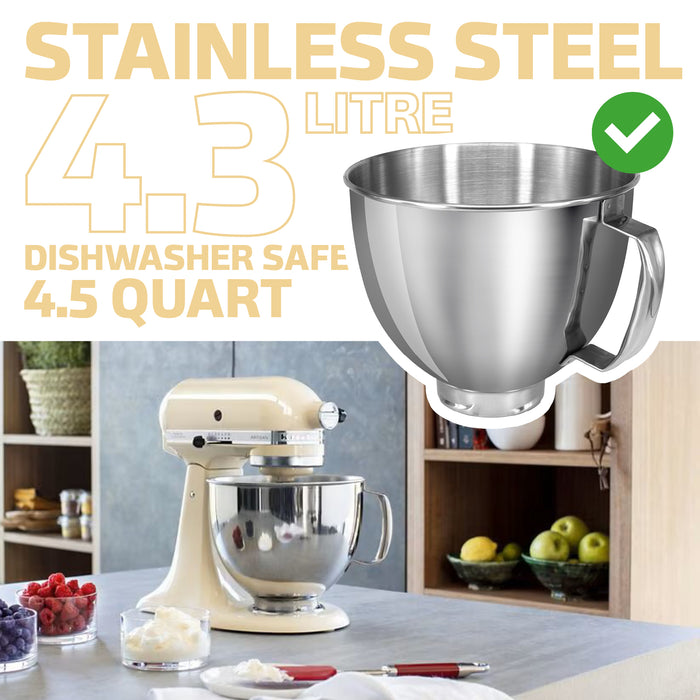 Bowl for KITCHENAID 4.3L K45SBWH Stainless Steel  Tilt-Head 4.5QT KSM100 K45SS