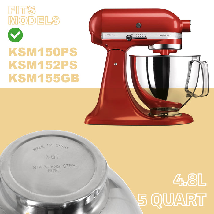 Bowl for KITCHENAID Mixer 4.8L K5THSBP Stainless Steel Tilt-Head K45SS KSM1 KSM9