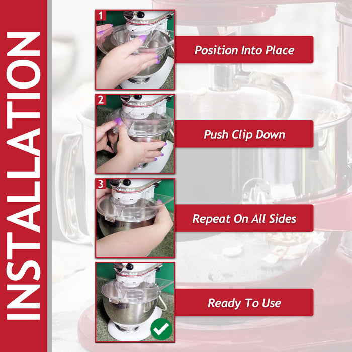 Splash Guard for KitchenAid 5KSM 7580 7591 7990 6.9L Stand Food Mixer Bowl Splatter Pouring Shield Cover