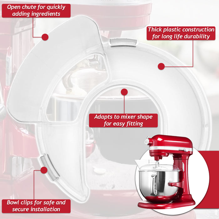 Splash Guard for KitchenAid 5KSM 7580 7591 7990 6.9L Stand Food Mixer Bowl Splatter Pouring Shield Cover