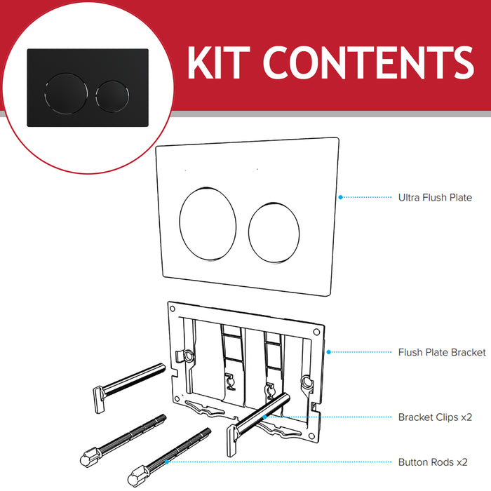 Luxury Flush Plate Kit for Skylo Concealed Toilet Cistern Wall Hung Frame (Matt Black, 245mm x 165mm)