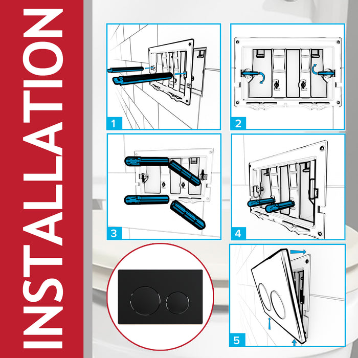 Luxury Flush Plate Kit for Skylo Concealed Toilet Cistern Wall Hung Frame (Matt Black, 245mm x 165mm)
