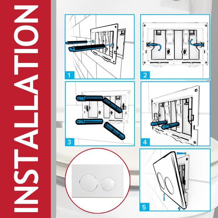 Luxury Flush Plate Kit for Skylo Concealed Toilet Cistern Wall Hung Frame (Gloss White, 245mm x 165mm)