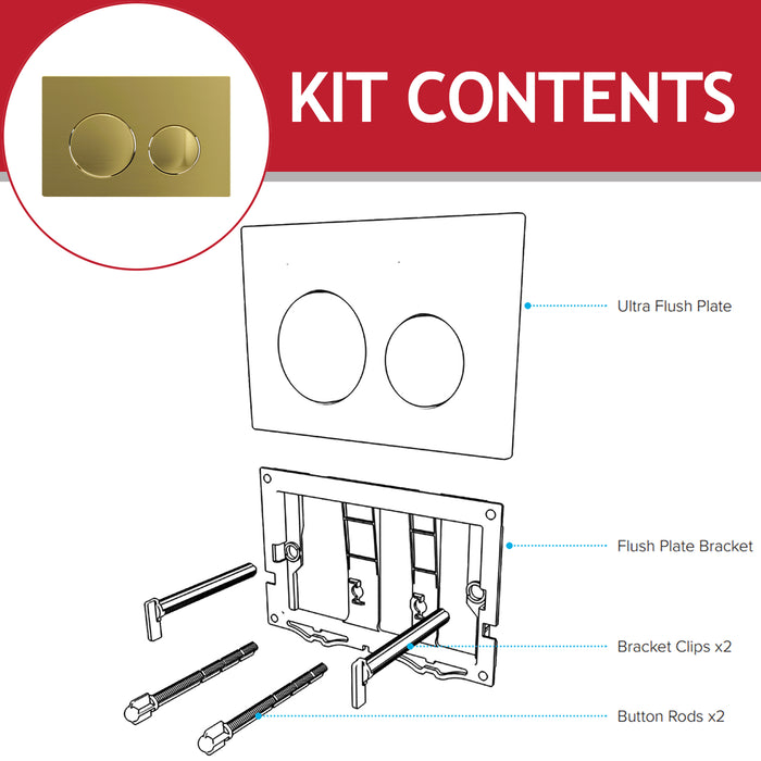 Luxury Flush Plate Kit for Skylo Concealed Toilet Cistern Wall Hung Frame (Brushed Brass, 245mm x 165mm)