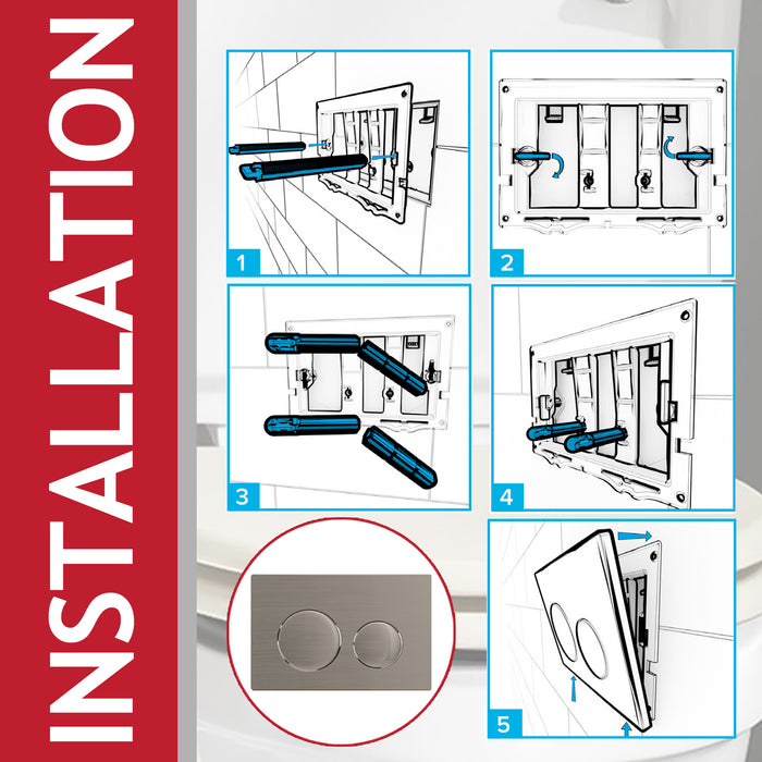 Luxury Flush Plate Kit for Skylo Concealed Toilet Cistern Wall Hung Frame (Brushed Nickel, 245mm x 165mm)