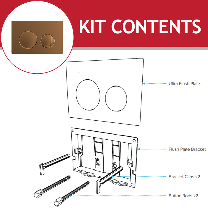 Luxury Flush Plate Kit for Skylo Concealed Toilet Cistern Wall Hung Frame (Brushed Copper, 245mm x 165mm)