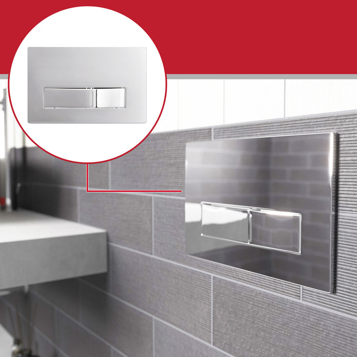 Luxury Concealed Toilet Cistern Flush Plate Kit for Skylo Wall Hung Frame (Chrome Silver, 245mm x 165mm)