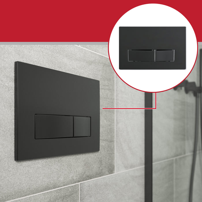 Luxury Concealed Toilet Cistern Flush Plate Kit for Skylo Wall Hung Frame (Matt Black, 245mm x 165mm)