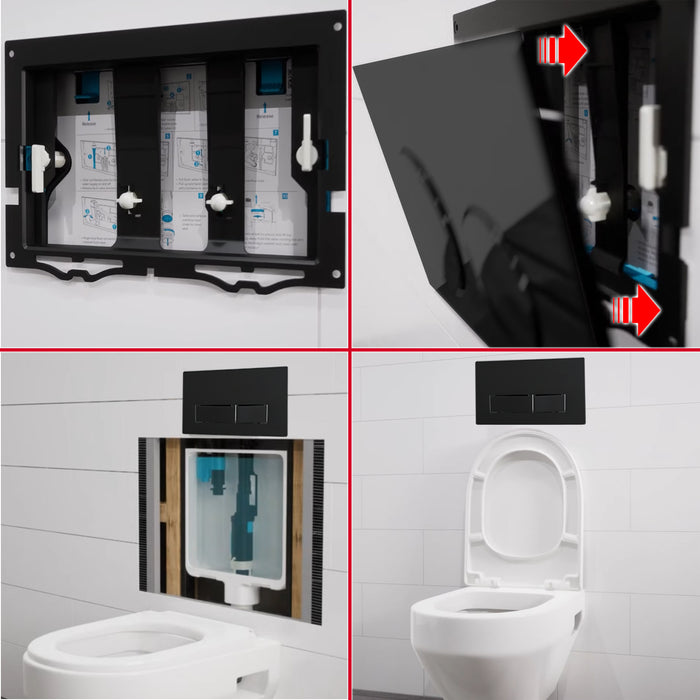 Luxury Concealed Toilet Cistern Flush Plate Kit for Skylo Wall Hung Frame (Matt Black, 245mm x 165mm)