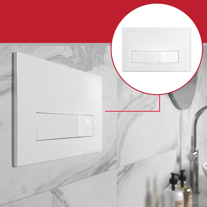 Luxury Concealed Toilet Cistern Flush Plate Kit for Skylo Wall Hung Frame (Gloss White, 245mm x 165mm)