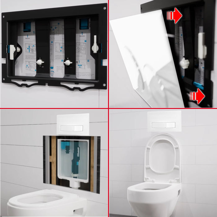 Luxury Concealed Toilet Cistern Flush Plate Kit for Skylo Wall Hung Frame (Gloss White, 245mm x 165mm)