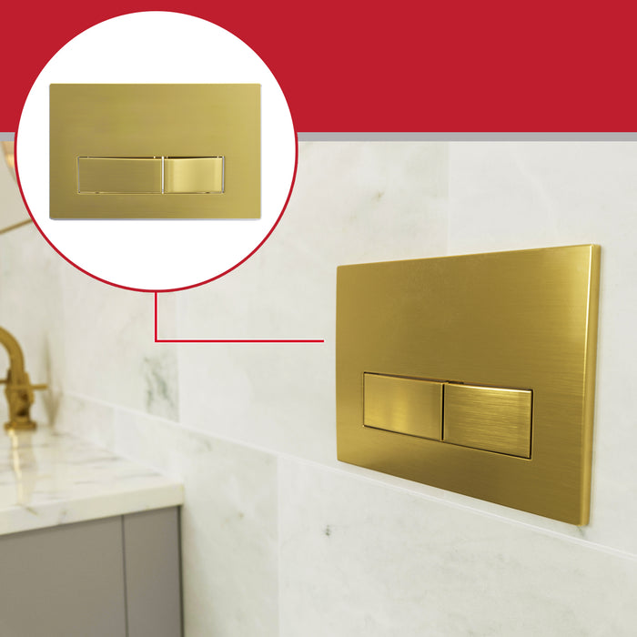 Luxury Concealed Toilet Cistern Flush Plate Kit for Skylo Wall Hung Frame (Brushed Brass, 245mm x 165mm)