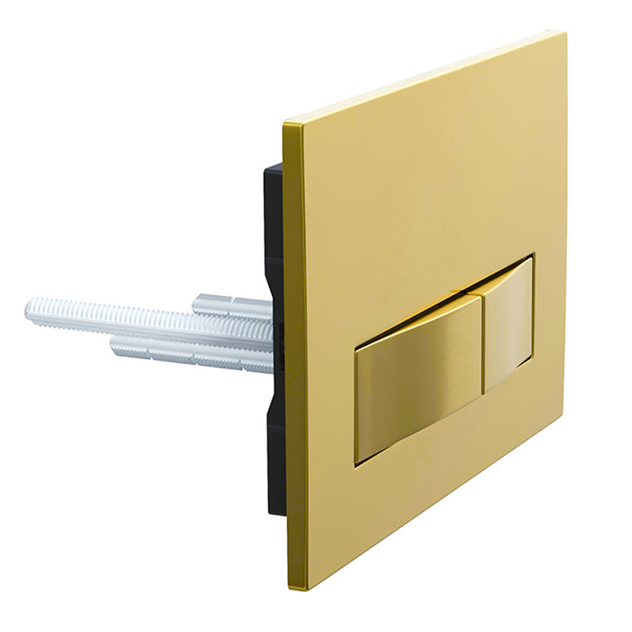 Luxury Concealed Toilet Cistern Flush Plate Kit for Skylo Wall Hung Frame (Brushed Brass, 245mm x 165mm)