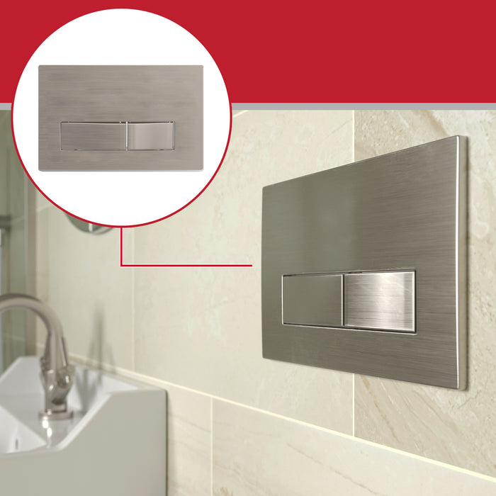 Luxury Concealed Toilet Cistern Flush Plate Kit for Skylo Wall Hung Frame (Brushed Nickel, 245mm x 165mm)
