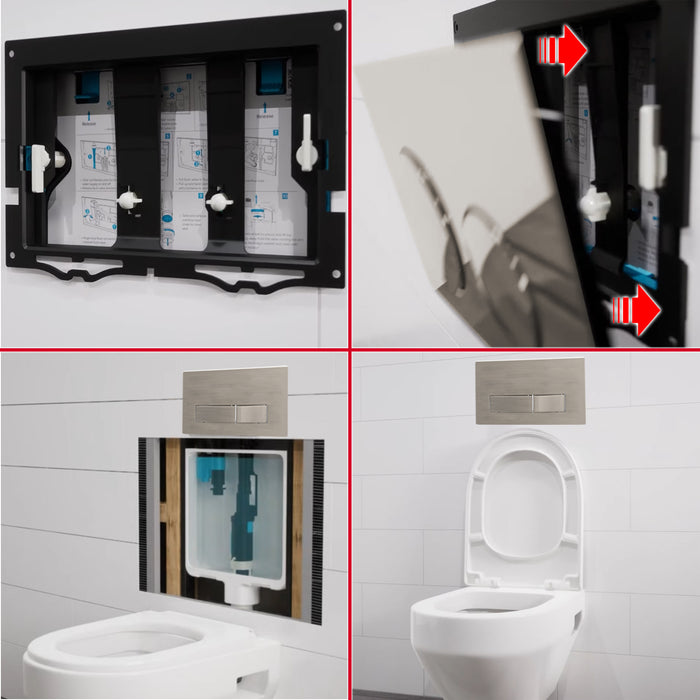 Luxury Concealed Toilet Cistern Flush Plate Kit for Skylo Wall Hung Frame (Brushed Nickel, 245mm x 165mm)