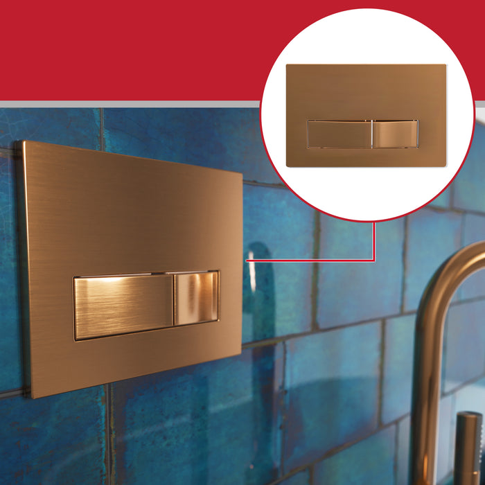 Luxury Concealed Toilet Cistern Flush Plate Kit for Skylo Wall Hung Frame (Brushed Copper, 245mm x 165mm)