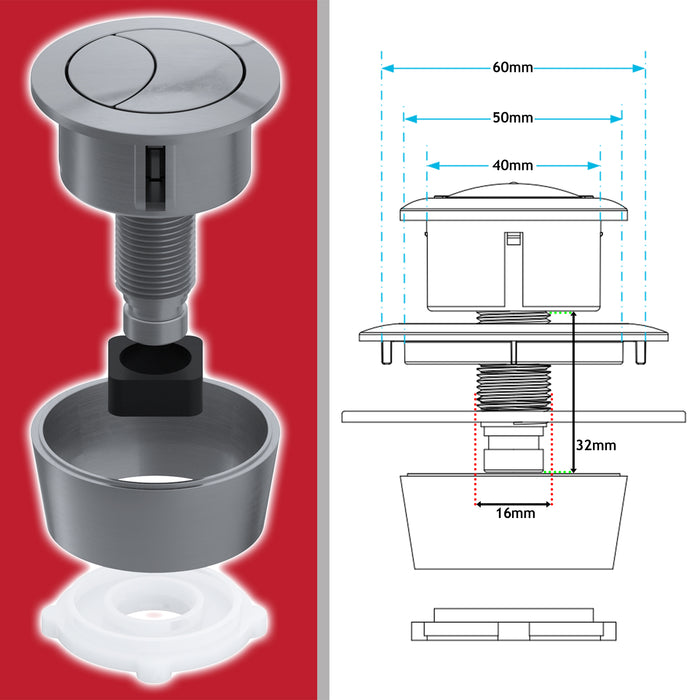 Toilet Cisterne Dual Flush Valve Drukknop Vervanging Toilet Tank Toilet Cisterne Dual Flush Valve Drukknop Vervanging Toilet Tank