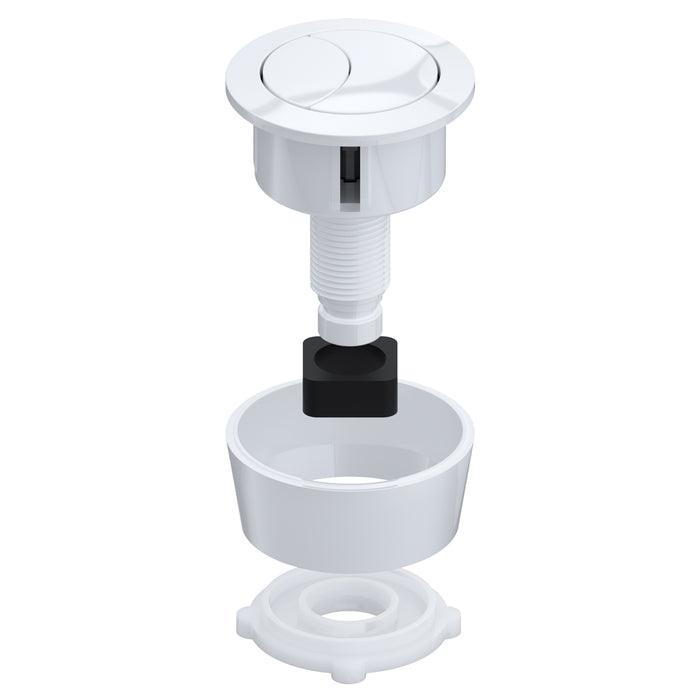 Universal Toilet Cistern Dual Flush Push Button Kit for 20mm 40mm 50mm 60mm Lid Hole (Gloss White)