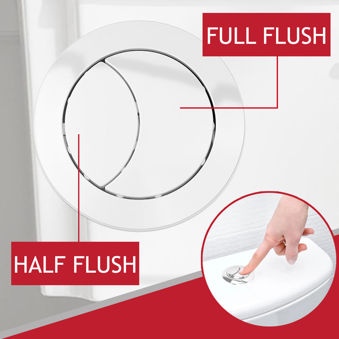 Universal Toilet Cistern Dual Flush Push Button Kit for 20mm 40mm 50mm 60mm Lid Hole (Gloss White)