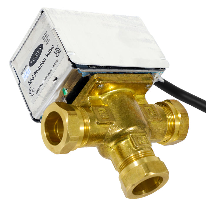 Tower 28mm 3 Port Motorised Mid Position Valve Central Heating / Boiler System Control VAL328MP
