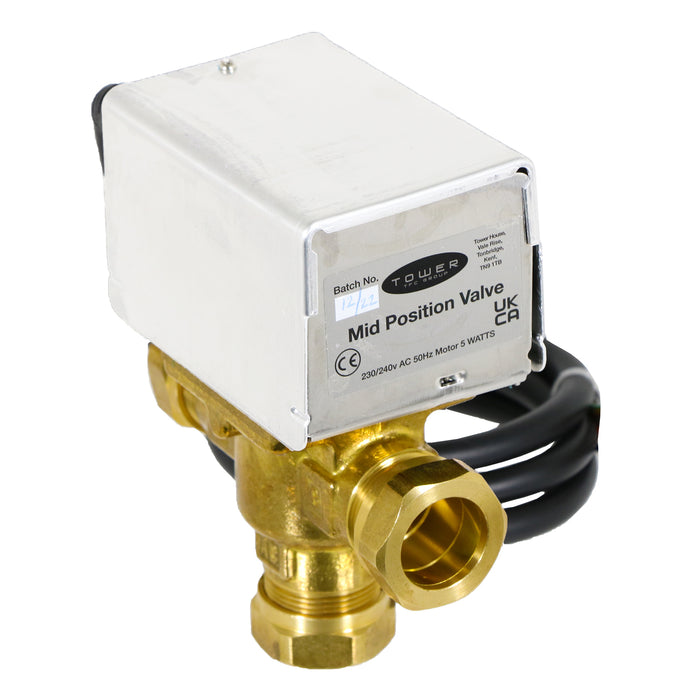 Tower 28mm 3 Port Motorised Mid Position Valve Central Heating / Boiler System Control VAL328MP
