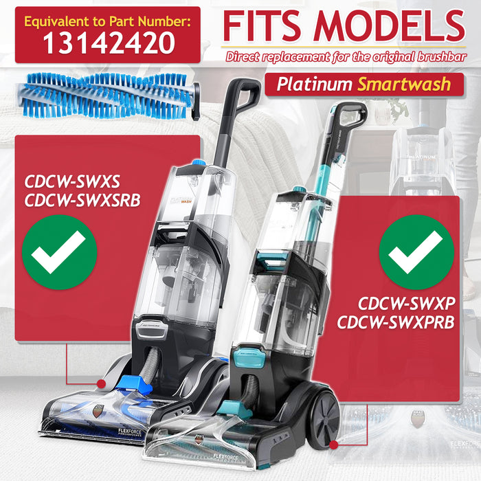 Brushbar and Endcap for Vax Platinum Smartwash CDCW-SWXS CDCW-SWXSRB CDCW-SWXP CDCW-SWXPRB Vacuum Brush Roll (13142420)