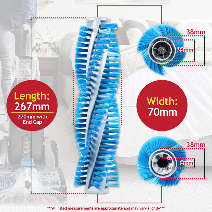 Brushbar and Endcap for Vax Platinum Smartwash CDCW-SWXS CDCW-SWXSRB CDCW-SWXP CDCW-SWXPRB Vacuum Brush Roll (13142420)