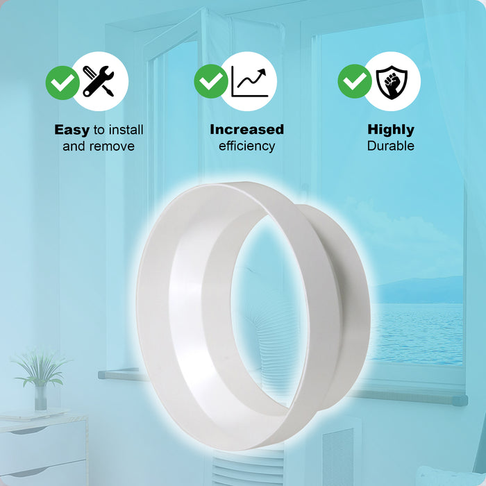 Air Con Hose Adaptor 125 to 150mm 6" to 5" Round Reducer Increaser White Step