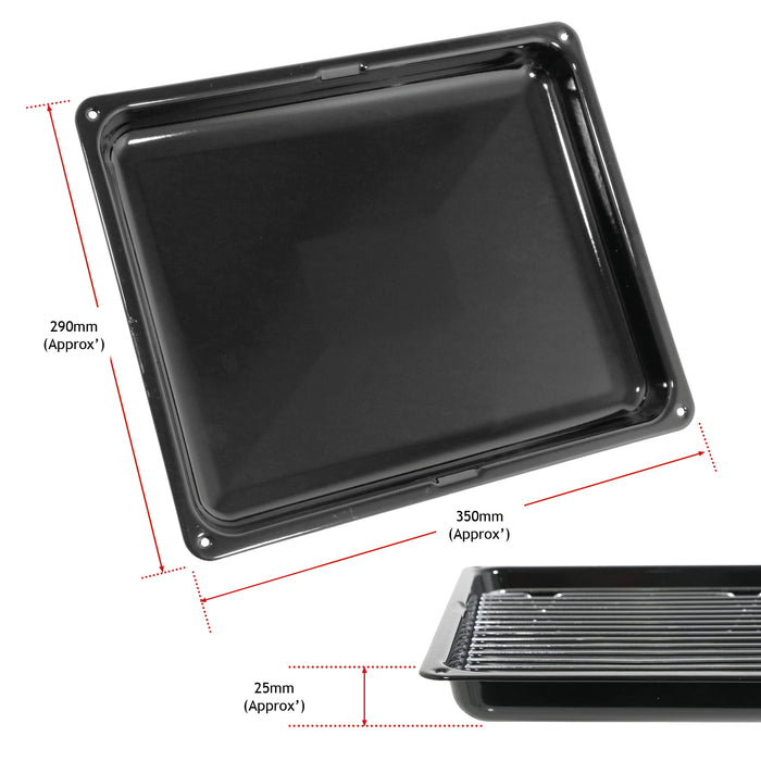 UNIVERSAL Oven Grill Pan Tray with Rack and Detachable Handle 360x290mm 20627919