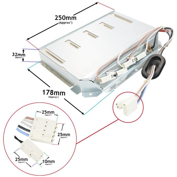 Heating Element For Sharp DC7BW701T Tumble Dryers With Thermostats 2200W