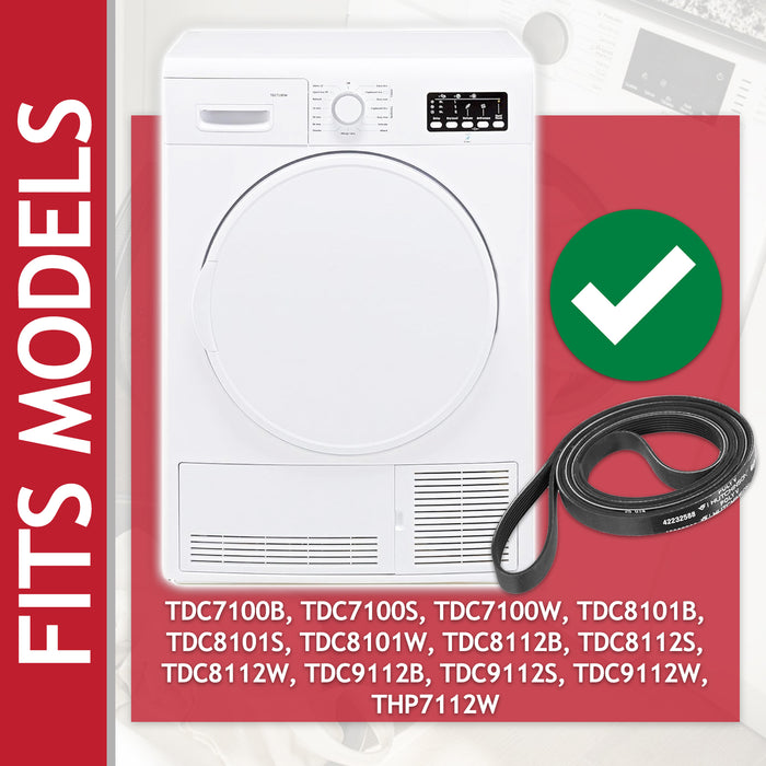 Poly-V Drive Belt for Electra TDC THP Series Tumble Dryer (7PH2012 SH200, 42232588 / 42164399)