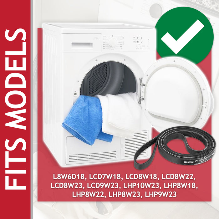 Poly-V Drive Belt for Logik L8W LCD LHP Series Tumble Dryer (7PH2012 SH200, 42232588 / 42164399)