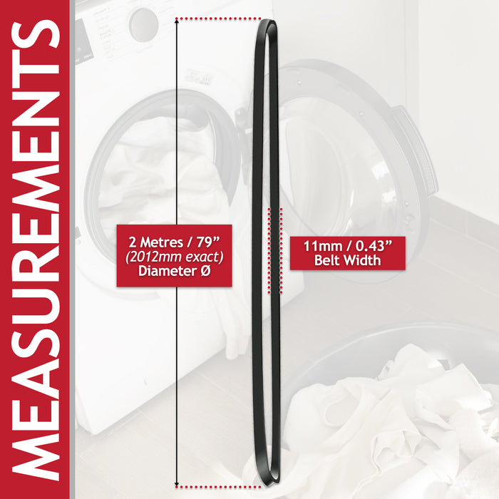 Poly-V Drive Belt for Logik L8W LCD LHP Series Tumble Dryer (7PH2012 SH200, 42232588 / 42164399)
